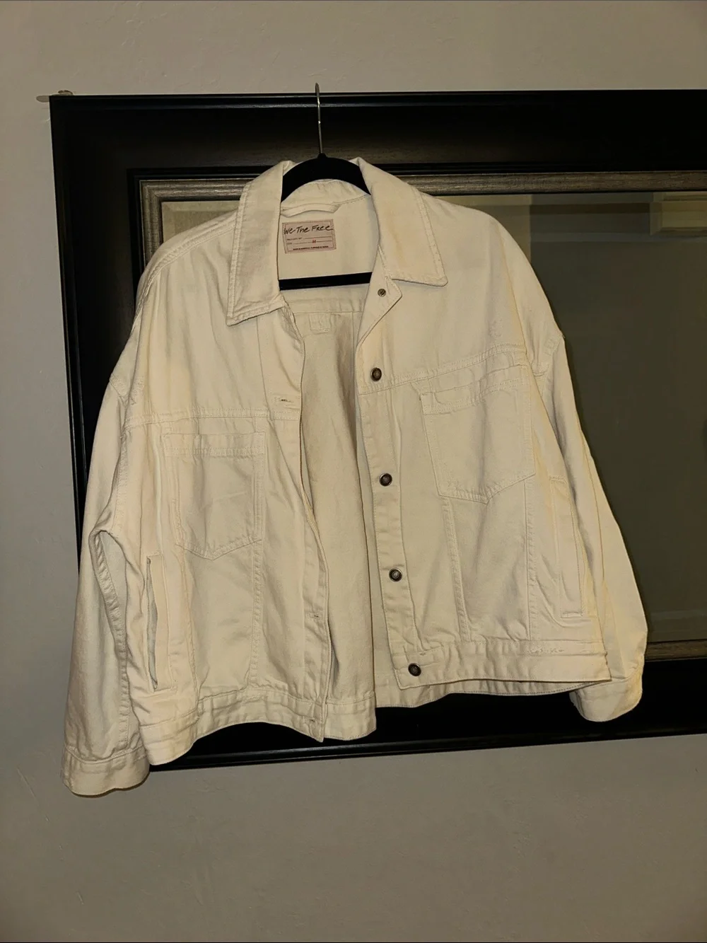 We The Free Opal Swing Denim Cream Button-Front Oversized Jacket | Size Medium - Picture 1 of 3